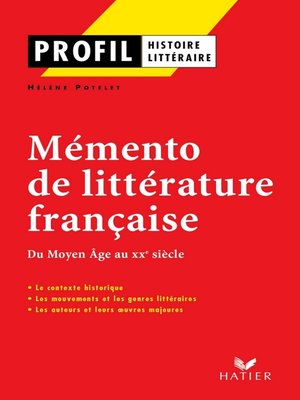 cover image of Profil--Mémento de la littérature française